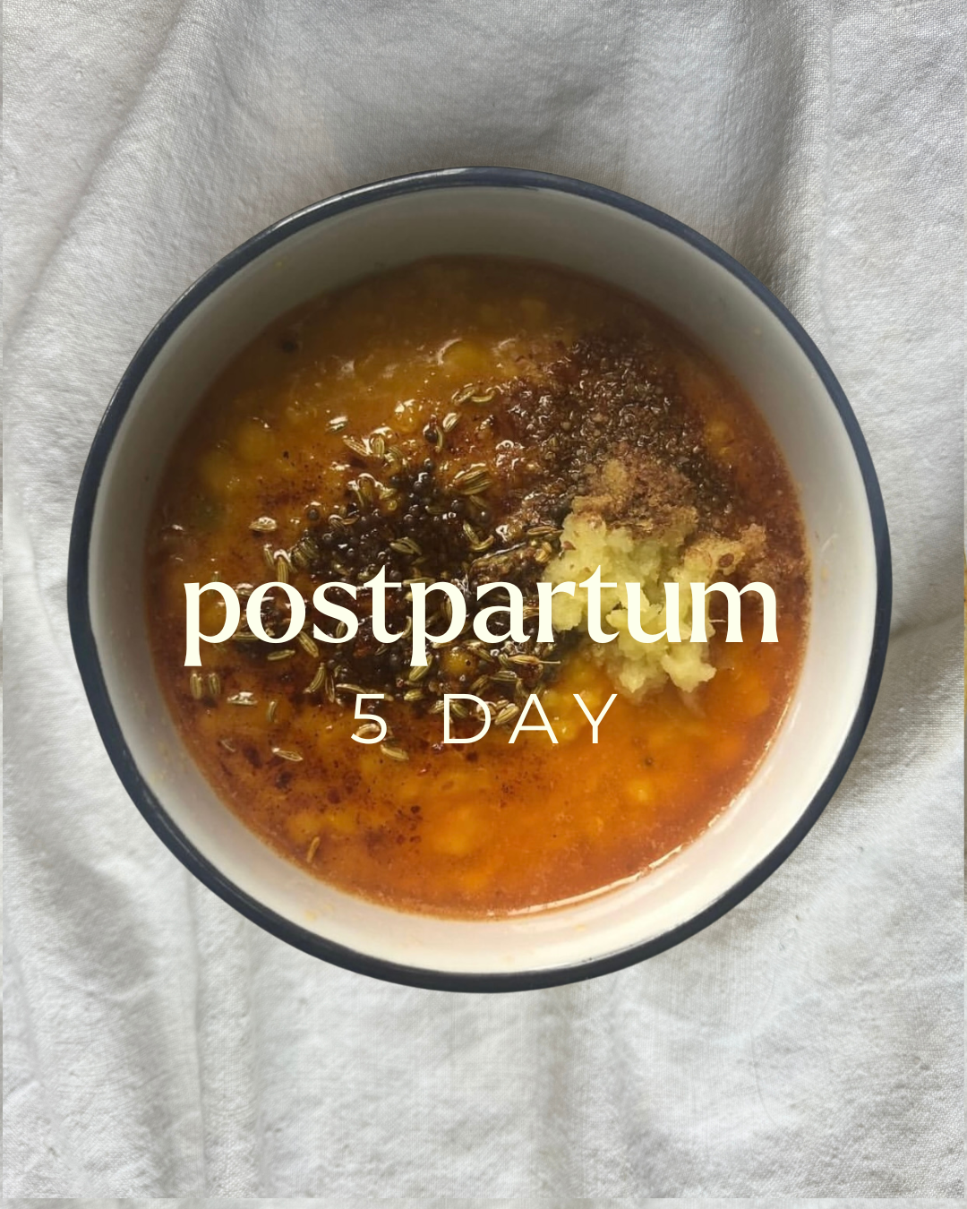 Curated visual reference: Visual Reference: 5 Day Postpartum Food Support